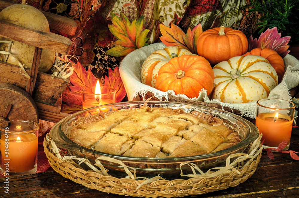 Thanksgiving Blessing Celebrating, Pumpkins, Leaves