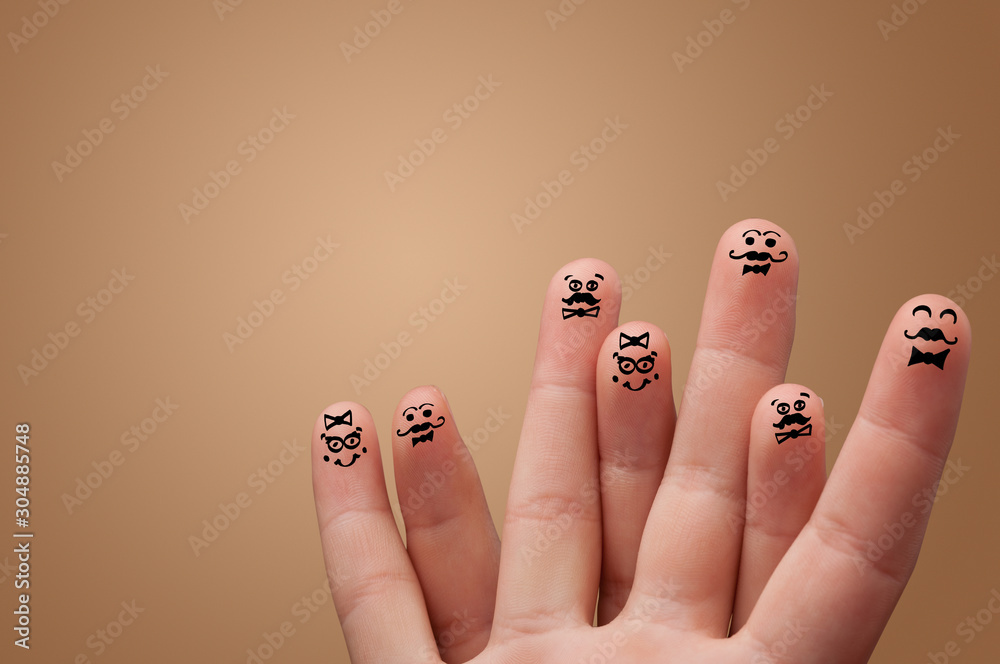 Naklejka premium Elegant happy face fingers hugs each other