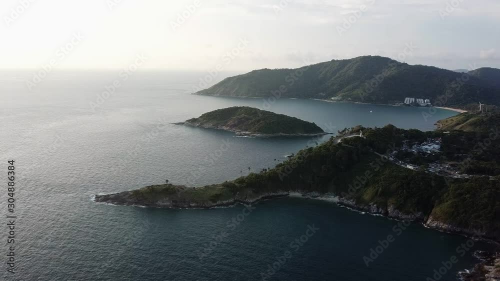 Aerial View Of Phuket Promthep Cape with sunset ,Phuket Promthep Cape Popular tourist attractions, Thailand. Aerial View Of Phuket Promthep Cape with sunset ,Phuket Promthep Cape Popular tourist attractions, Thailand.