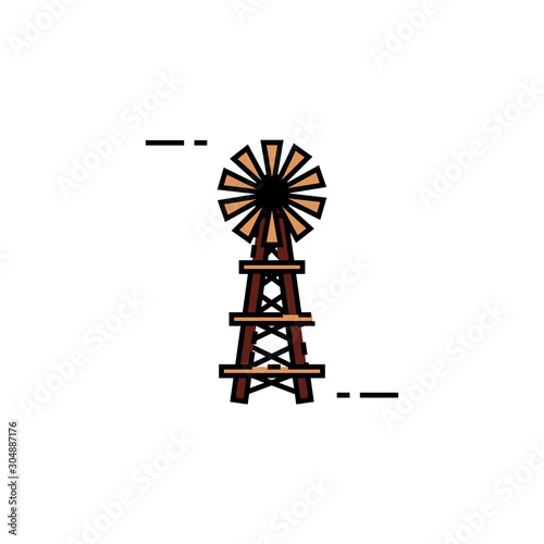 Isolated farm wind mill icon fill design