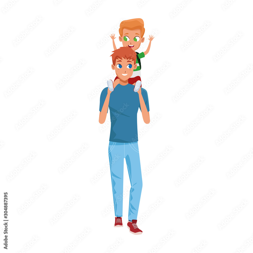 man holding a his son on shoulders man holding a his son on shoulders