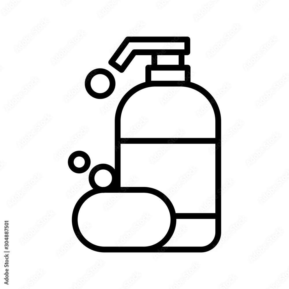 Shampoo bottle and soap icon vector design template flat style isolated on white background Shampoo bottle and soap icon vector design template flat style isolated on white background