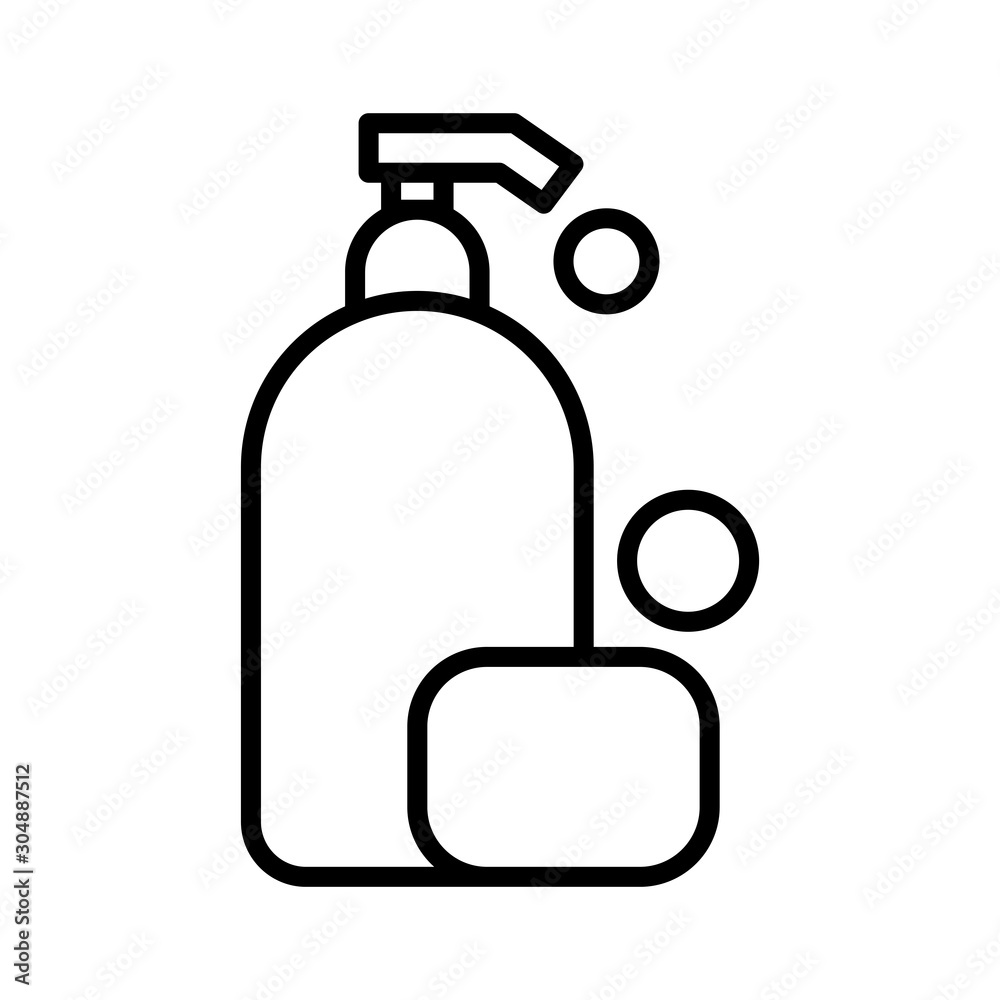 Shampoo bottle and soap icon vector design template flat style isolated on white background Shampoo bottle and soap icon vector design template flat style isolated on white background