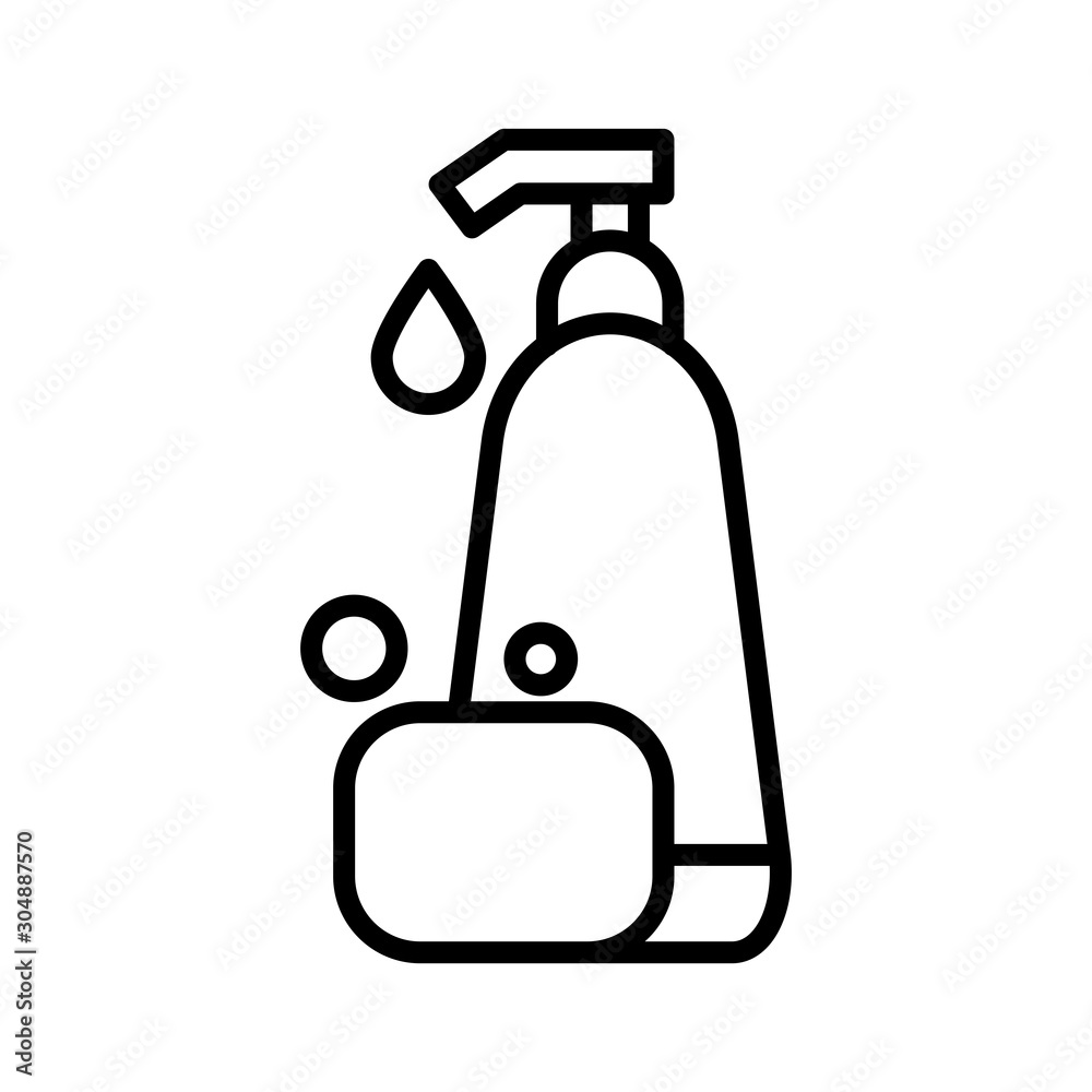 Shampoo bottle and soap icon vector design template flat style isolated on white background Shampoo bottle and soap icon vector design template flat style isolated on white background
