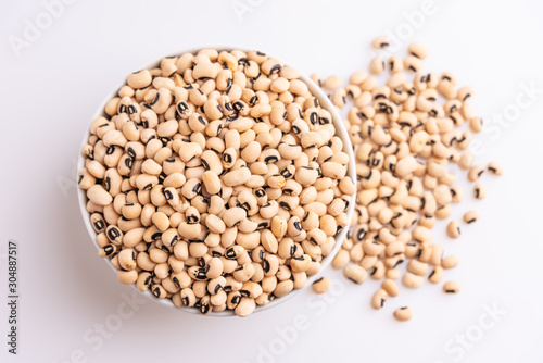 Fradinho Beans isolated on white background, soft light, Latin term Vigna unguiculata
