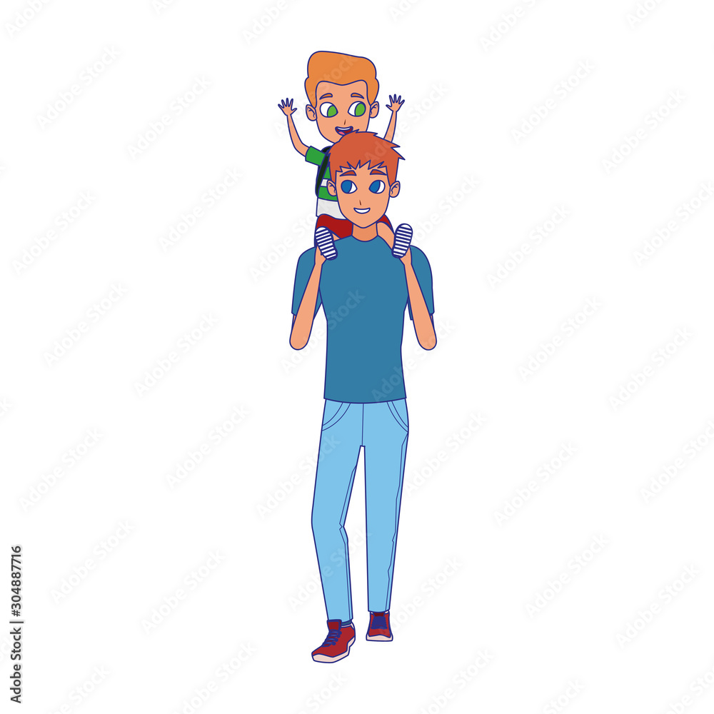 man holding a his son on shoulders man holding a his son on shoulders