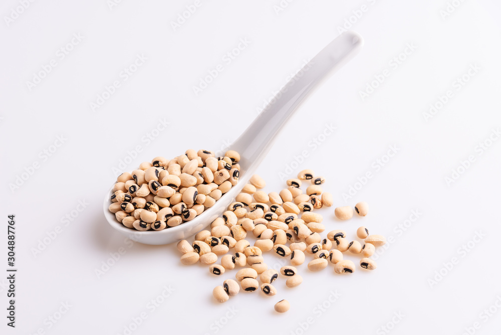 Fradinho Beans isolated on white background, soft light, Latin term Vigna unguiculata Fradinho Beans isolated on white background, soft light, Latin term Vigna unguiculata