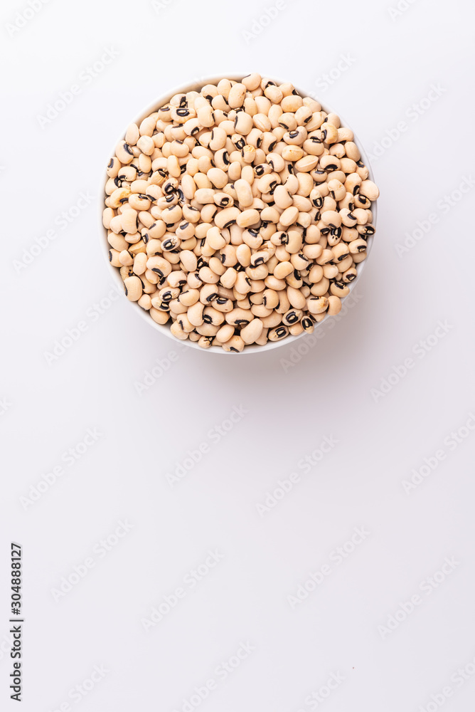 Fradinho Beans isolated on white background, soft light, Latin term Vigna unguiculata Fradinho Beans isolated on white background, soft light, Latin term Vigna unguiculata