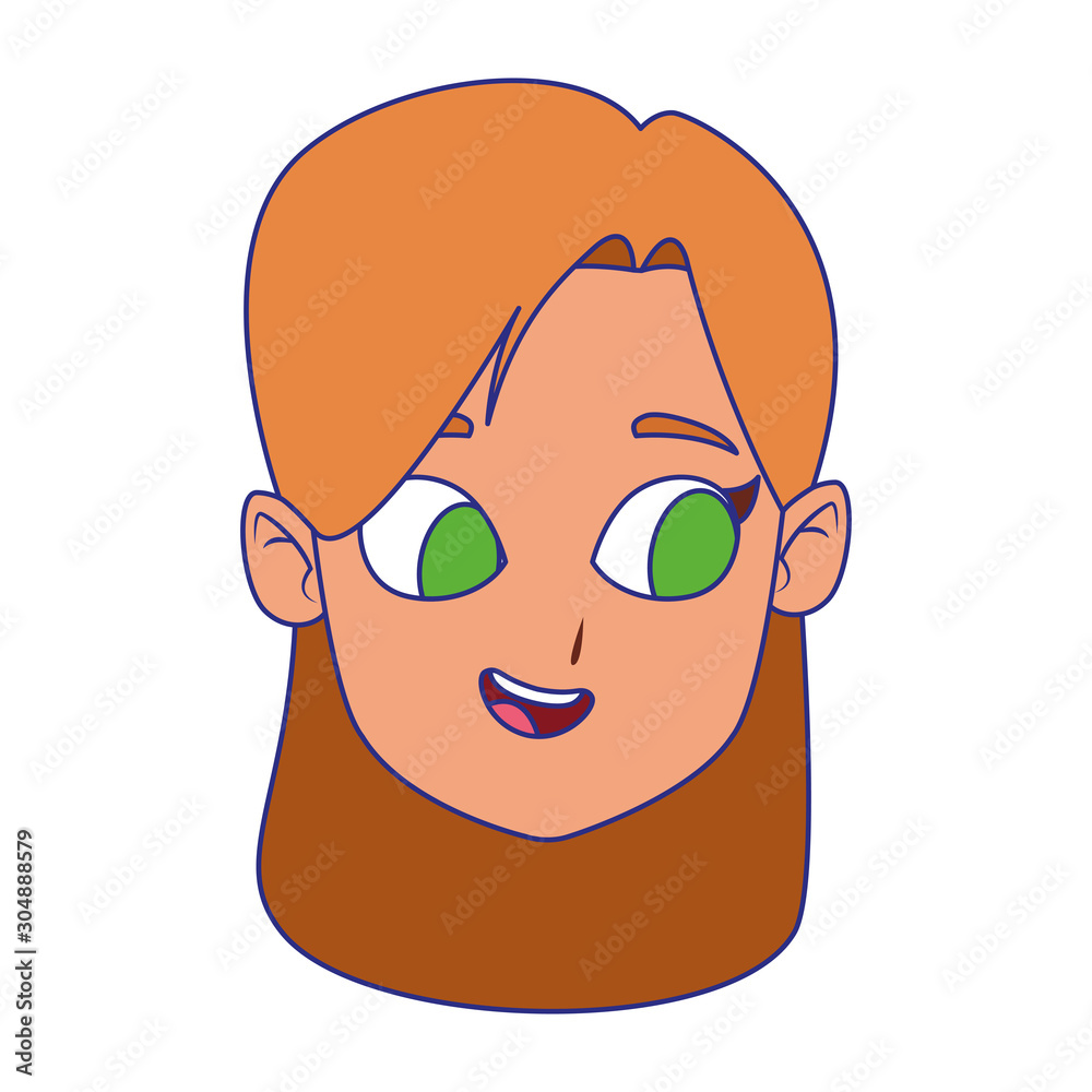 cartoon girl face icon, flat design cartoon girl face icon, flat design