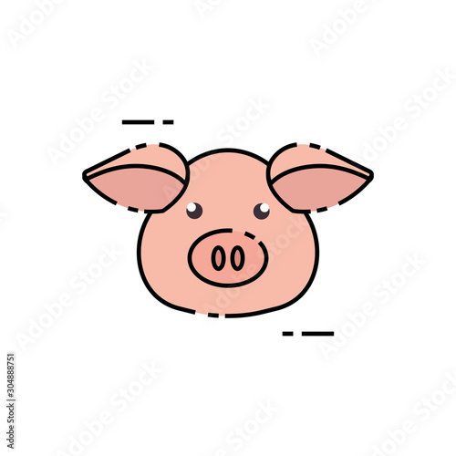 Isolated pig icon fill design