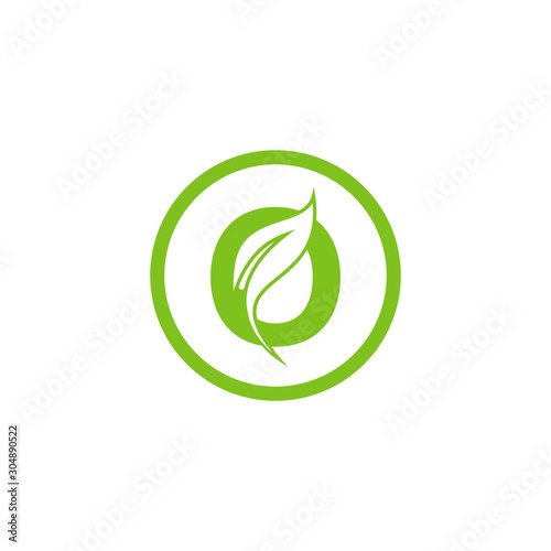 Initial Leaf Letter O Modern Alphabet Circle Logo Design Vector Template. Natural Circle Leaf Letter O Logo.