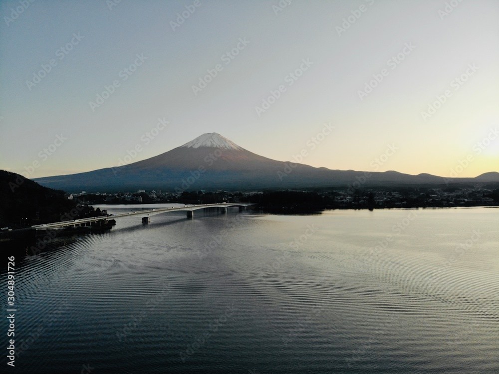 Mount Fuji with lake