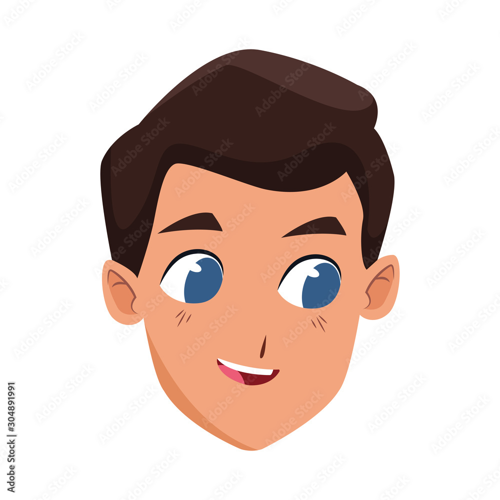 cartoon happy man face icon, flat design cartoon happy man face icon, flat design
