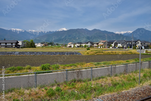 長野　JR穂高駅からみた北アルプス photo