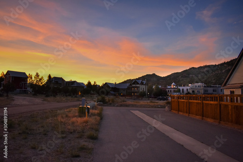 A beautiful sunset over the mountain town of Buena Vista, CO along the Arkansas River.