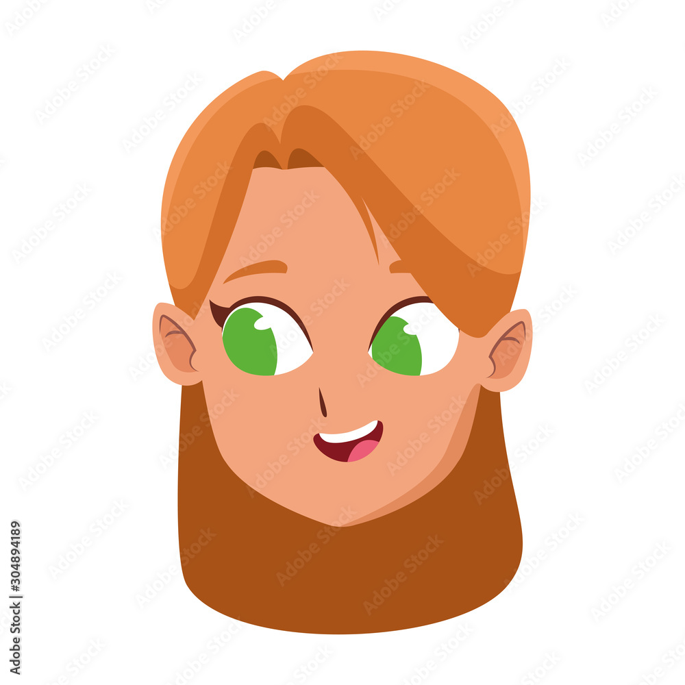 cartoon girl face icon, flat design cartoon girl face icon, flat design