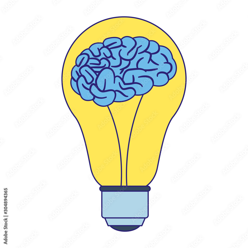 light bulb with brain icon, flat design light bulb with brain icon, flat design