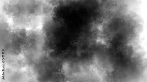 Abstract black smoke steam moves on isolated white background . The concept of aromatherapy.