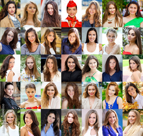 Collage young beautiful models