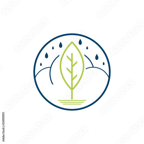 weather control climate change logo vector icon. simple shilhoutte of cloud and green elements for natural temperature change symbol.