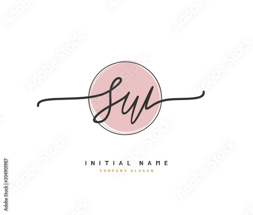 S W SW Beauty vector initial logo, handwriting logo of initial signature, wedding, fashion, jewerly, boutique, floral and botanical with creative template for any company or business.
