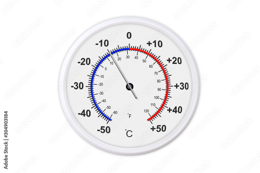 Celsius and fahrenheit scales thermometer for measuring weather  temperature. Thermometer isolated on white background. Ambient temperature  minus 10 degrees celsius Stock Illustration | Adobe Stock