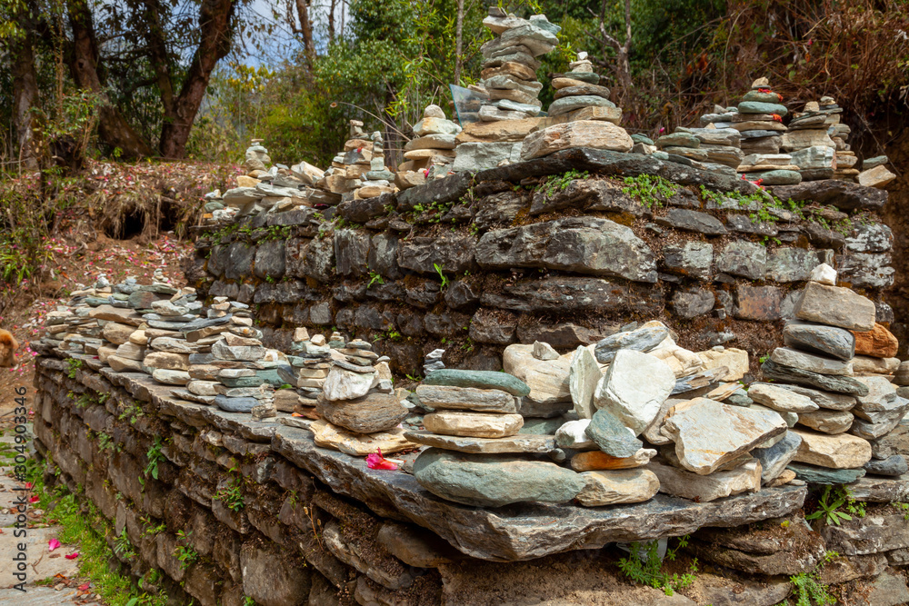 Stacking stone along the trail in Nepal Stacking stone along the trail in Nepal