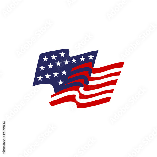 red blue star and stripes america US flag logo design . USA flags elements vector icons template