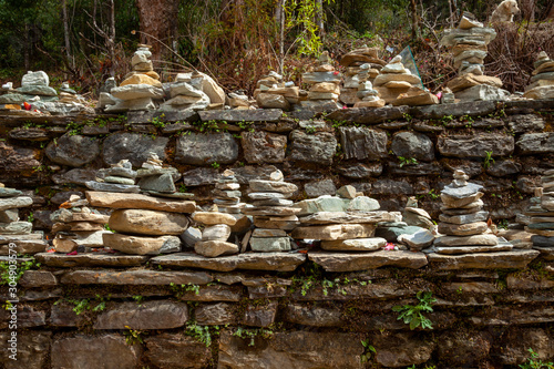 Stacking stone along the trail in Nepal