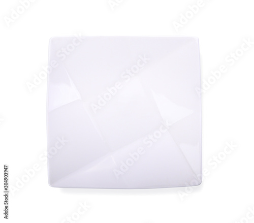 square plate ,top view on white background