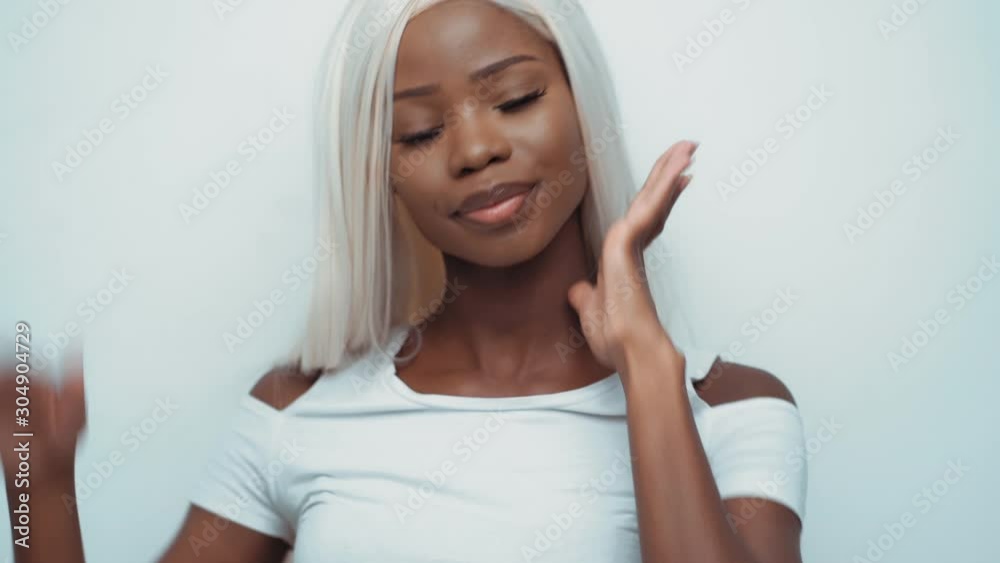 African sexy woman with white hair on white African sexy woman with white hair on white