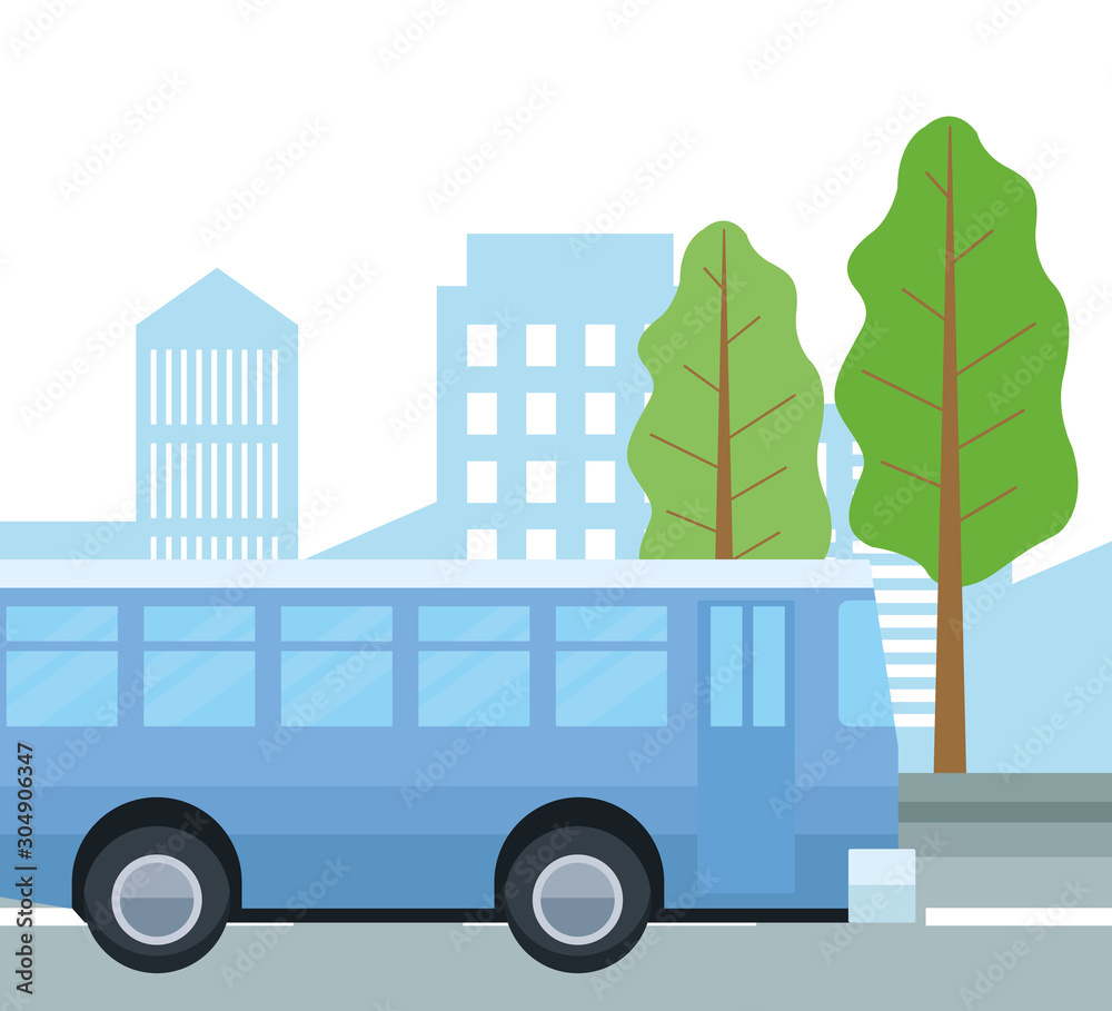 Bus on the street vector design