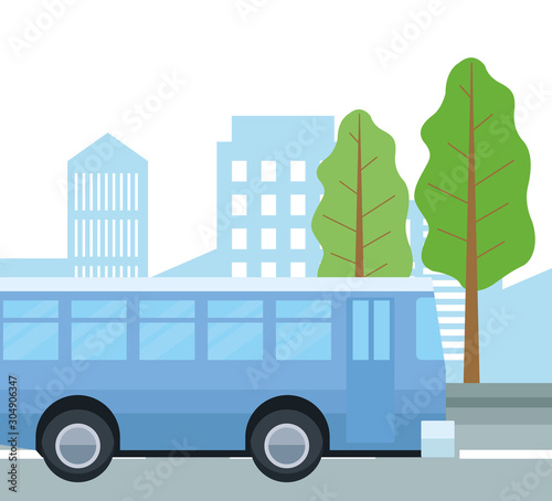 Bus on the street vector design