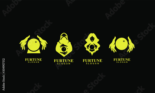 set of fortune teller gold logo icon design vector illustration