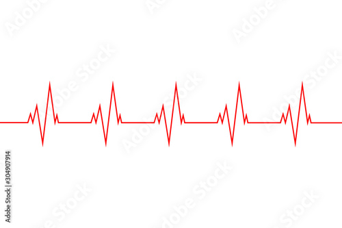 Vector illustration of a red line heartbeat