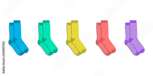 Vector illustration of a set of multi-colored socks. Fashionable socks
