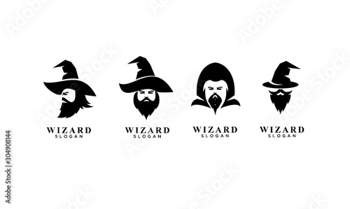 set of wizard badge logo icon design vector illustration