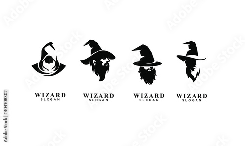 set of wizard badge logo icon design vector illustration