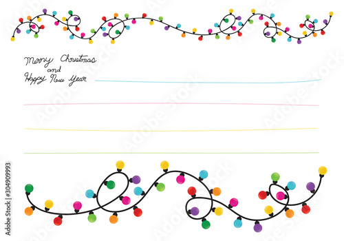 A chain of colorful lights for Christmas and New years.