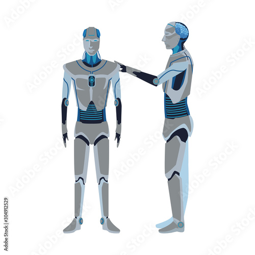 humanoid robots icon, artificial intelligence design ,