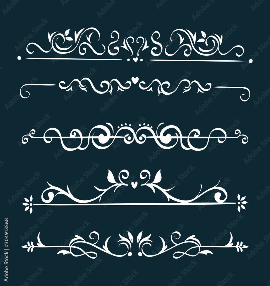set of elegant ornamental borders frames vector illustration design