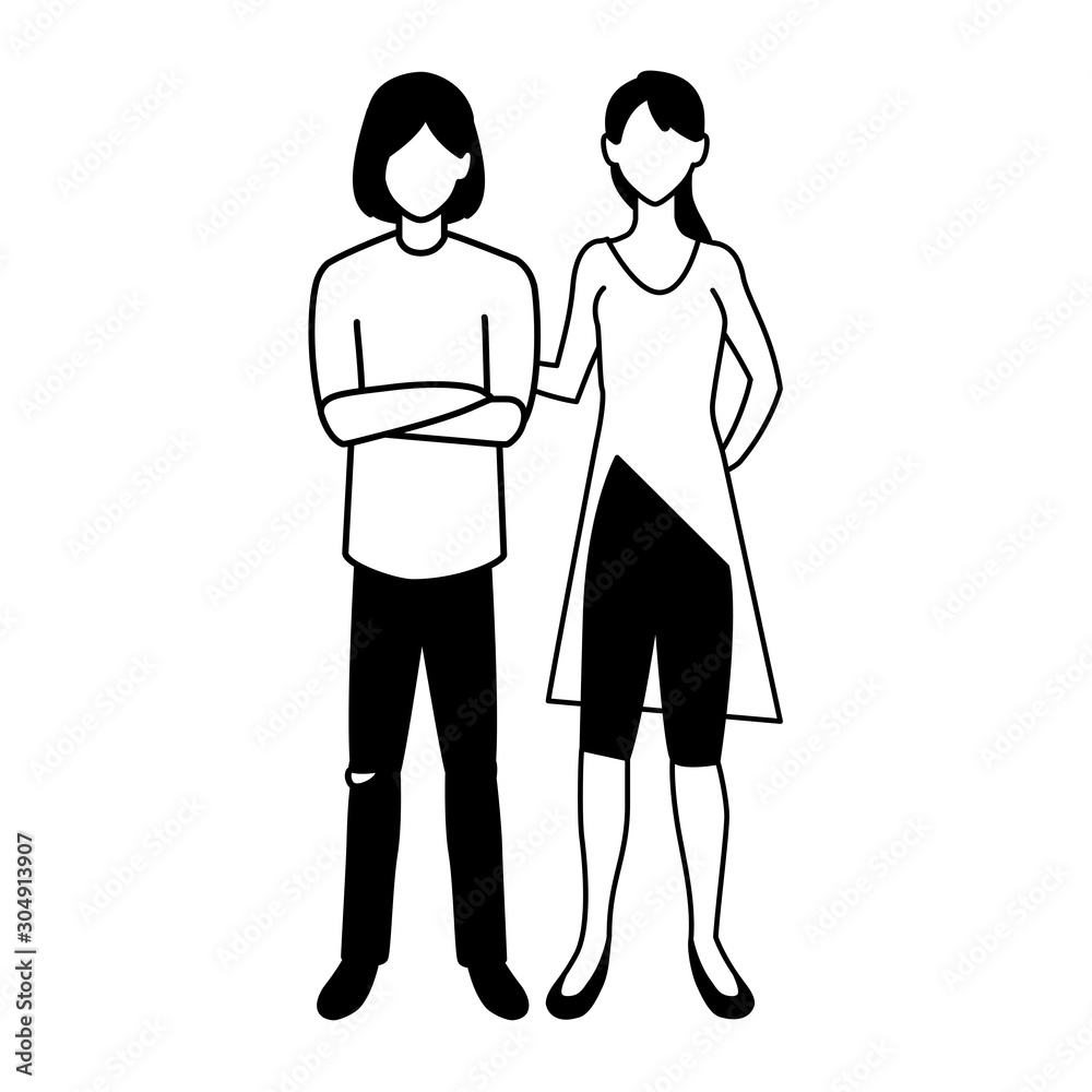 couple of people faceless on white background couple of people faceless on white background