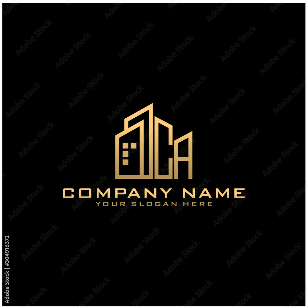 Letter CA With Building For Construction Company Logo