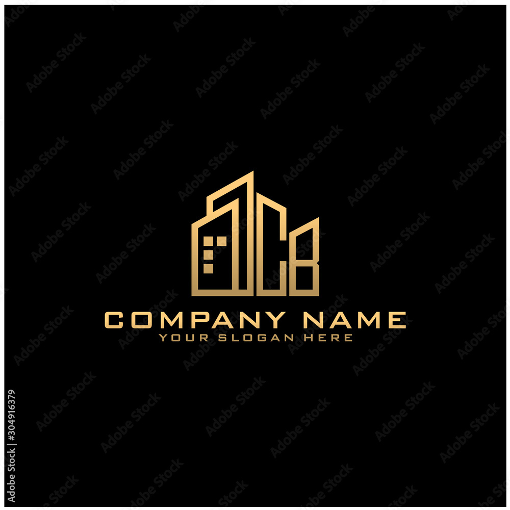 Letter CB With Building For Construction Company Logo