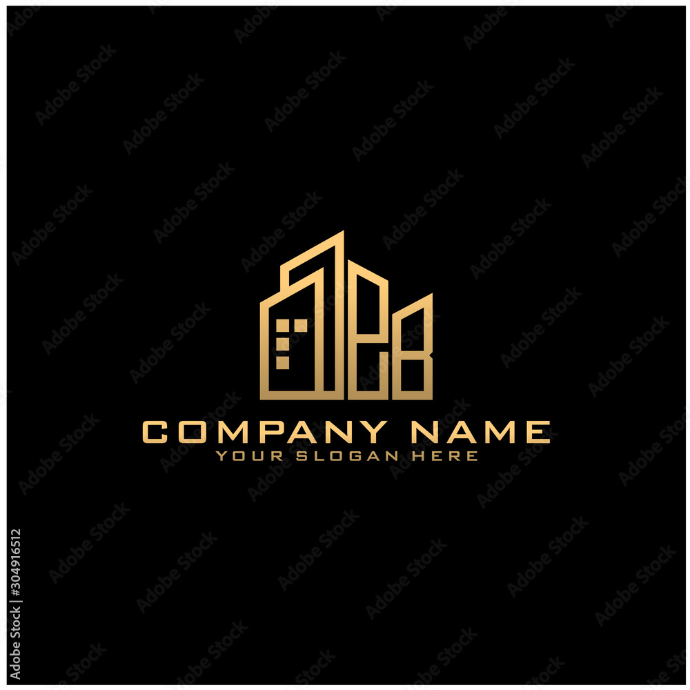 Letter EB With Building For Construction Company Logo Letter EB With Building For Construction Company Logo