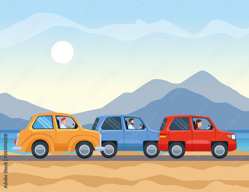 People driving cars vector design