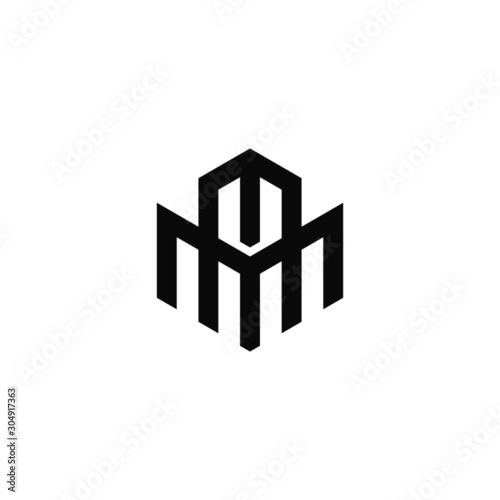 Hexagonal MM monogram Logo Template, Minimal Letter MM Logo, sharp and strong letter MM monogram .vector