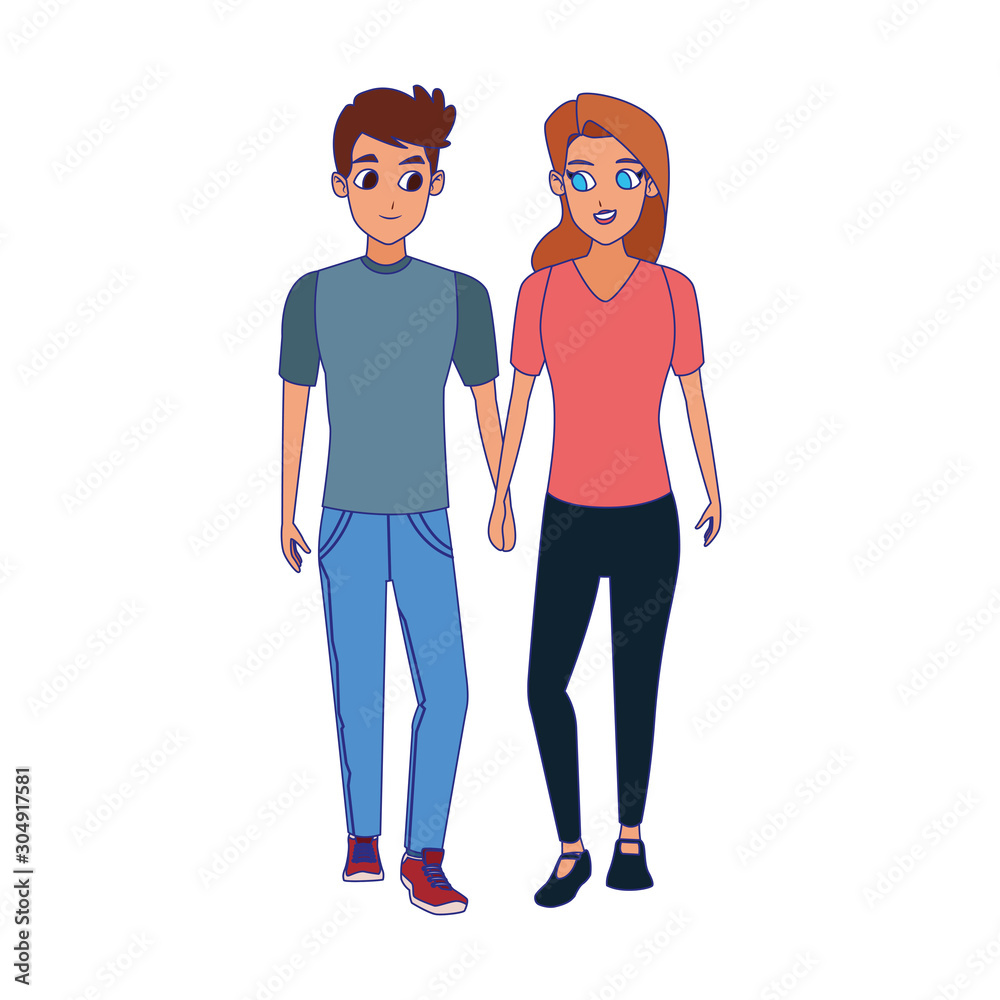 Fototapeta premium young man and woman icon over white background, colorful design