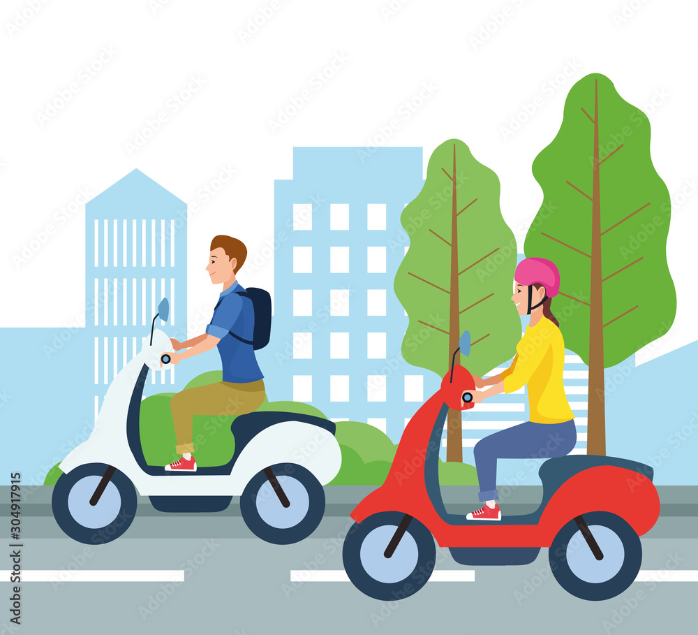 People driving motorcycle vector design