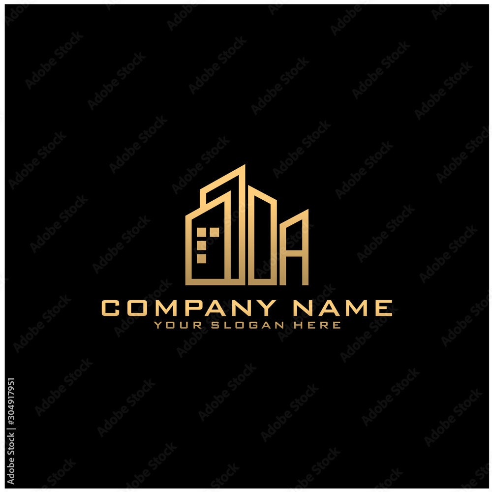 Letter OA With Building For Construction Company Logo